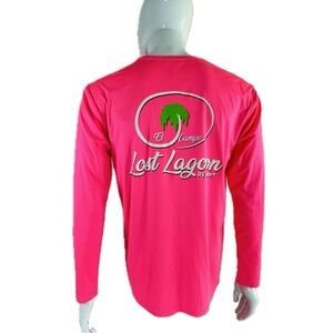 Men’s Neon Pink El Campo TX Lost Lagoon RV Resort Long Sleeve Fishing Tee